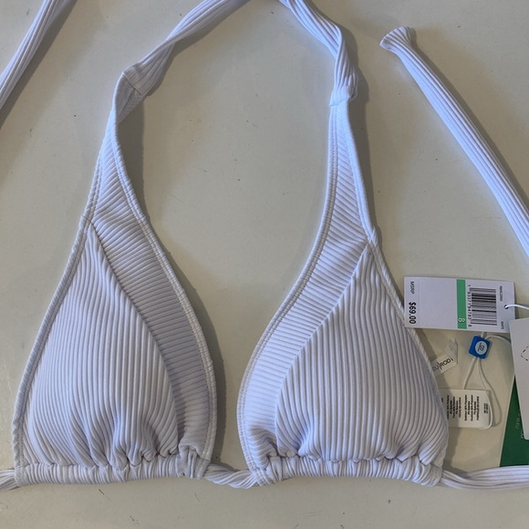 NWT Bleu Rod Beattie Walk The Line Triangle Top & Side Tie Bikini Bottom 8 White - Picture 8 of 11